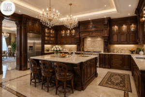 کابینت کلاسیک چوبی با طراحی لوکس